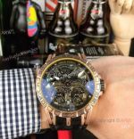 Best Replica Roger Dubuis Excalibur Double Tourbillon Watch Rose Gold Skeleton Face